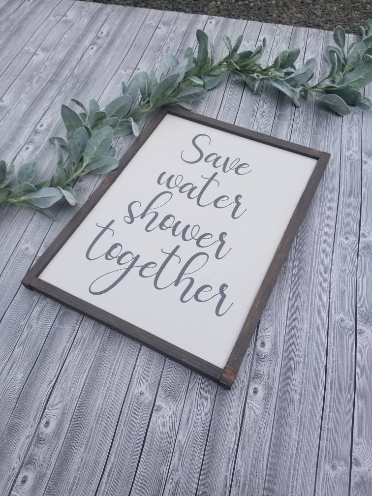 Save Water Shower Together Wood Sign Bathroom Wall Decor | Etsy