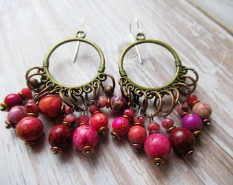 Boho Chandelier Earrings with Sterling Silver Earwires and Gift Bag