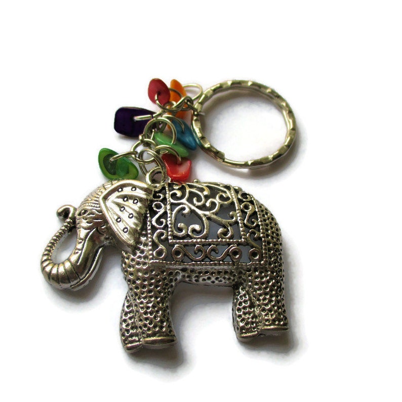 Silver Elephant Keyring Elephant Key Chain Boho Bag Charm Etsy