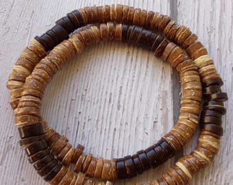 Boho Necklace Made With Coconut Beads, Ethnic Hippy Inspired with Gift Bag