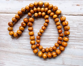 Natural Wooden Necklace, Wood and Nut, Ethnic inspired, with gift bag