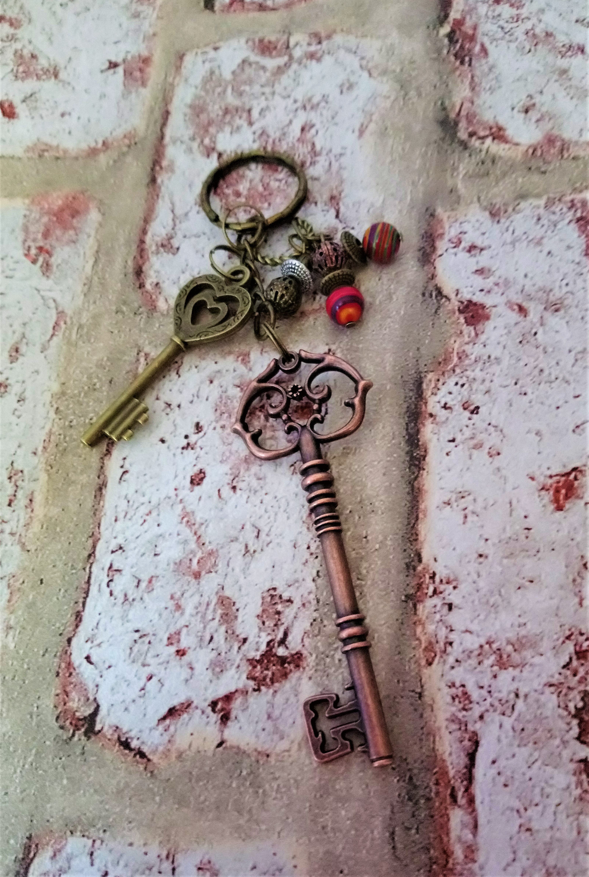 Copper Keychain Bronze Antique Key Steampunk Boho Bag Charm Etsy