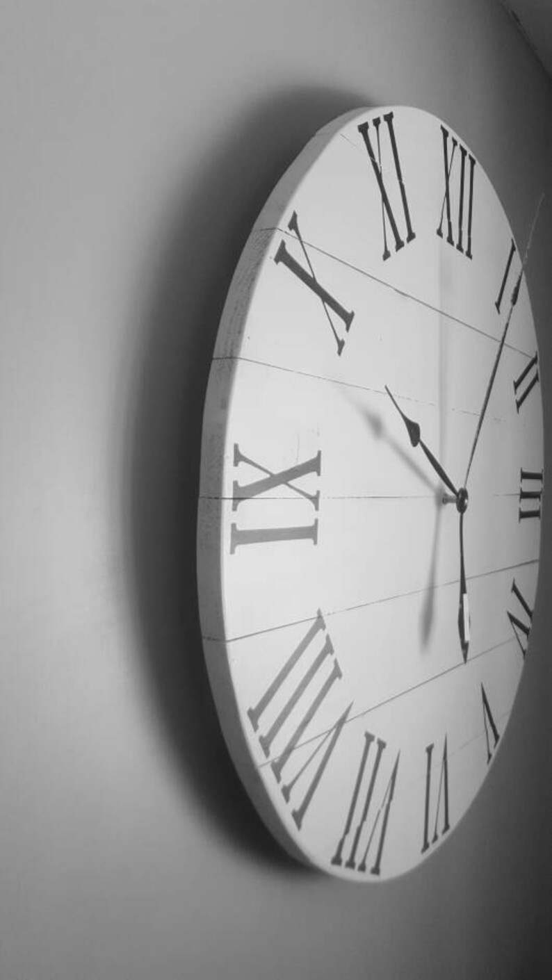 Antique White Wood Clock Wall Clock Rustic Clock Etsy