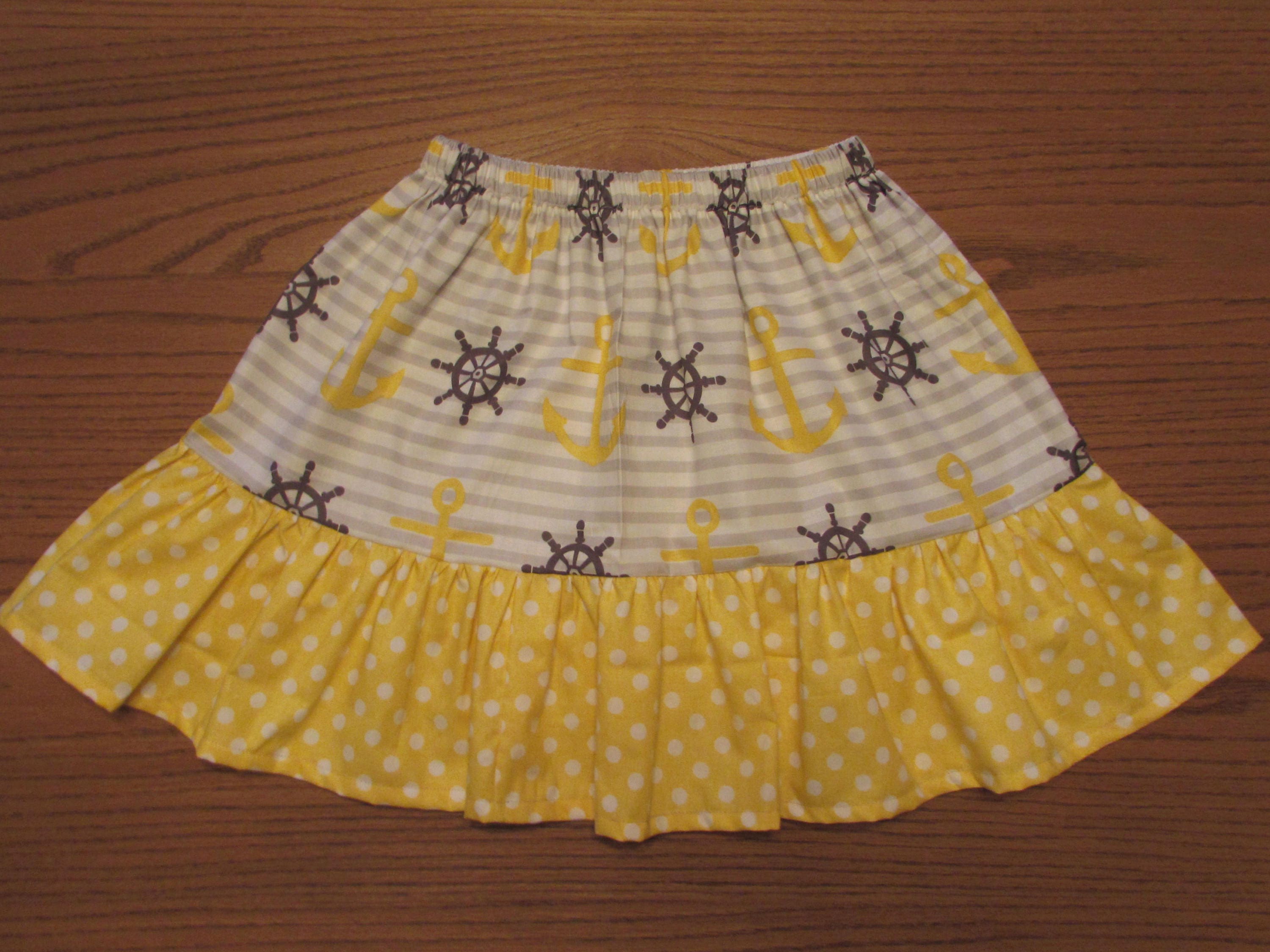 Nautical skirt/girls skirt/toddler skirt/anchor skirt/yellow Etsy