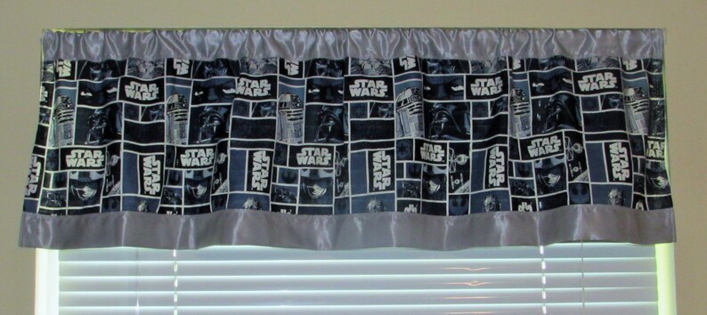 Star Wars Satin Edge Curtains Cotton Valance Gray Satin Edge Etsy