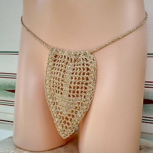 Gold satin sparkling Men thong loincloth string net sexy original man custom made sliding string adjustable bikini pool lounge