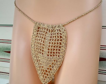Gold satin sparkling Men thong loincloth string net sexy original man custom made sliding string adjustable bikini pool lounge