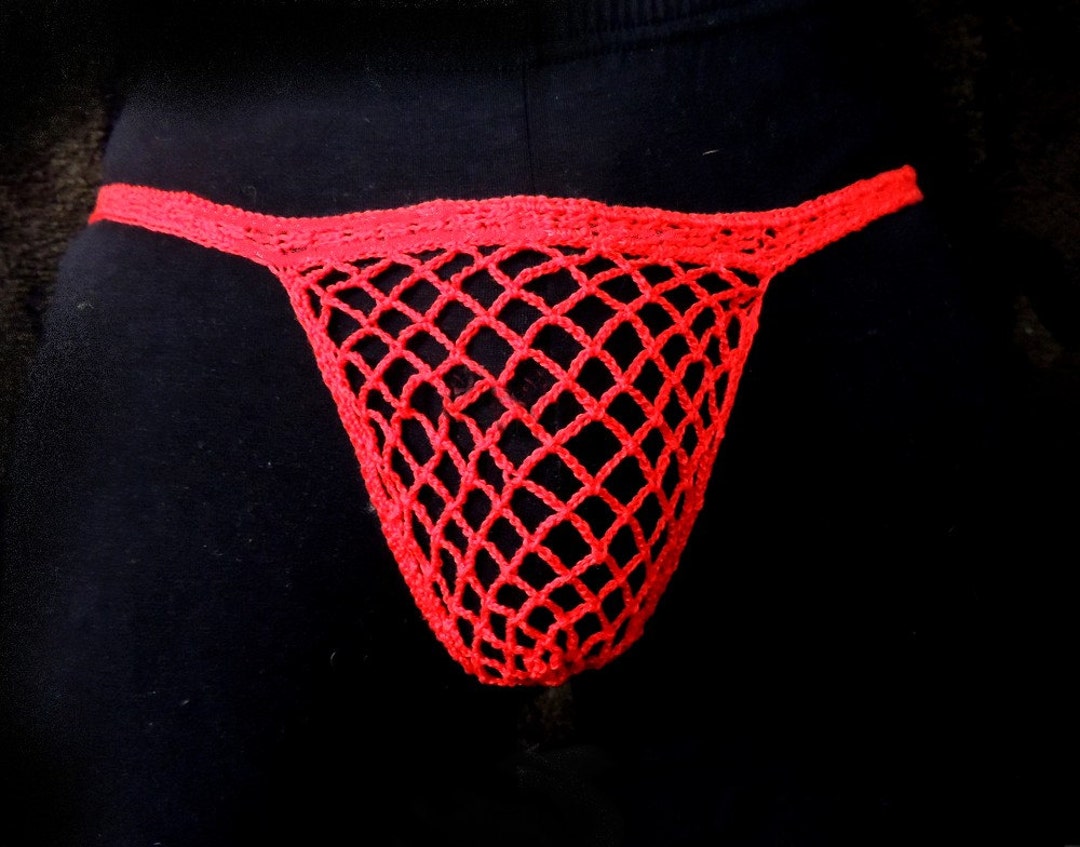 Men Thong G String Sexy Erotic Bottom See Thru Thong Crochet photo