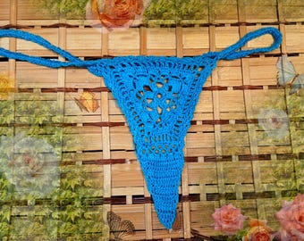 Slip bikini con perizoma all'uncinetto fatto a mano / Abbigliamento da spiaggia da donna / Costume da bagno boho