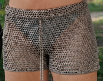 Shorty de bain d'été respirant et confortable, motif net en coton mélangé au crochet, livraison gratuite UNISEXE