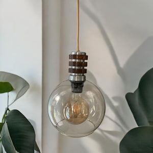 Mid-Century Clear Glass Pendant Light / Space Age Ceiling Light / Sijaj Hrastnik Design Light / Retro Lamp / Made in Yugoslavia / 70s