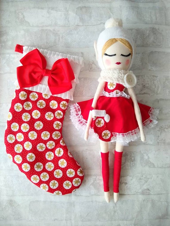 muñecas de navidad en tela