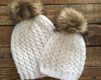 mommy and me pom pom hats