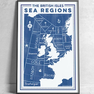 Prévision d'expédition Art imprimable | Affiche des îles britanniques | Téléchargement numérique des prévisions d'expédition Impression | Art mural salon | Illustré imprimable