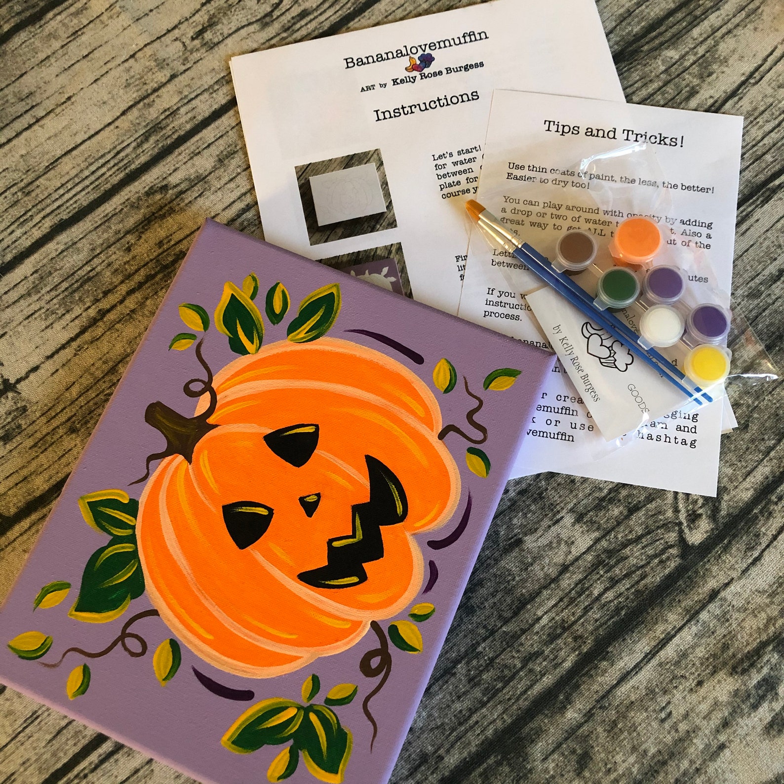 DIY Canvas paint kit kids activity kit jackolantern Etsy