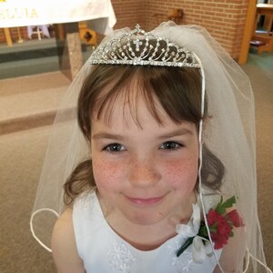 Girl 1 Tier Custom Handmade Plain First Communion Veil Wedding Bridal Flower Veil White image 2