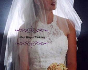 Fingertips 3 Tiers Tailor Custom Handmade Plain Wedding Bridal Cut Edge Veil