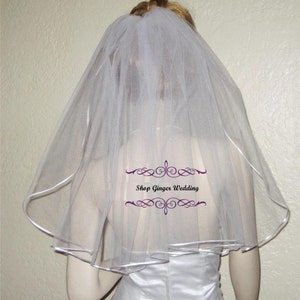 Custom Shoulder Elbow Fingertip 1T Wedding Bridal Veil White Ivory Off White Satin Edge