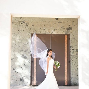 Chapel 1 Tier Tailor Custom Handmade Plain Wedding Bridal Cut Edge Veil image 2