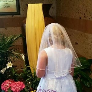 Fille 1 niveau personnalisé fait main uni première communion voile mariage fleur voile blanc image 3