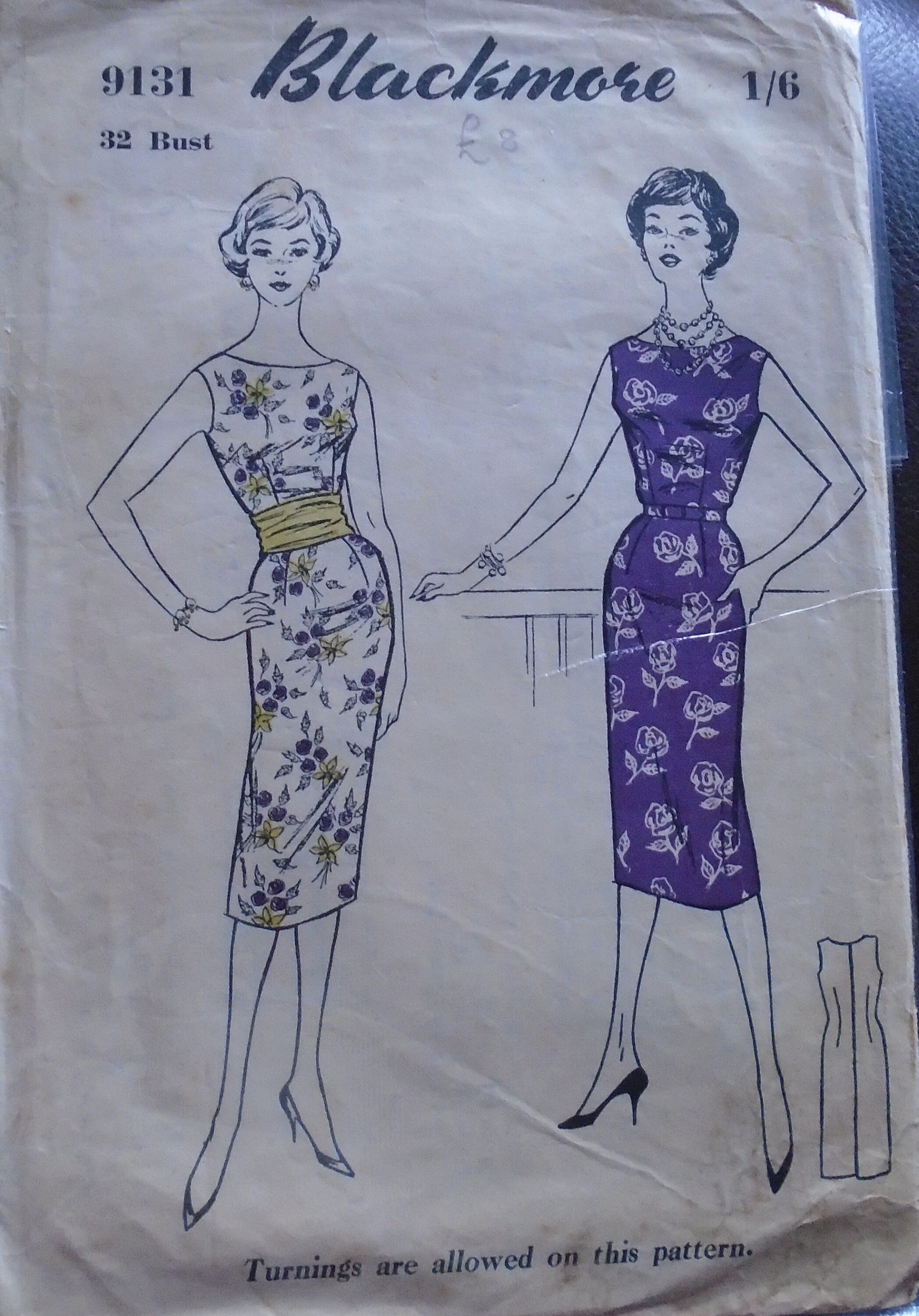Image of Blackmore  's Uncut Sewing Pattern, Shift Dress With Boat Neckline & Sleeveless Bust " Size  Ref Sp