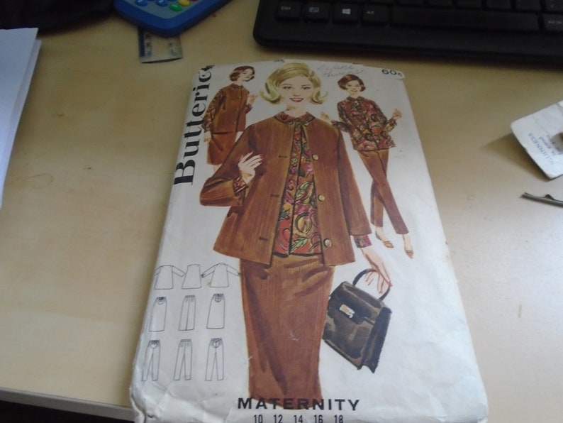 1 1950/'s vintage sewing pattern ladies skirt suit with blouse /& trousers maternity Butterick 2442 Bust 38 size 18 Ref SP2213
