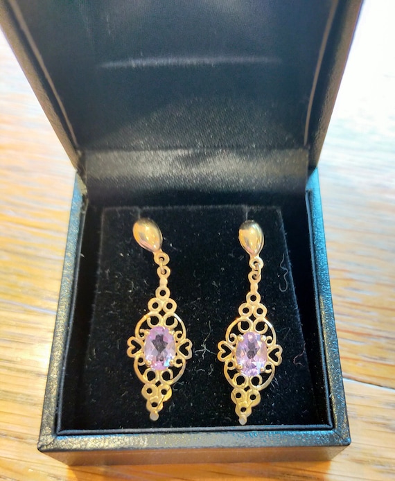 Victorian 9 ct gold diamond shape dangly  earrings