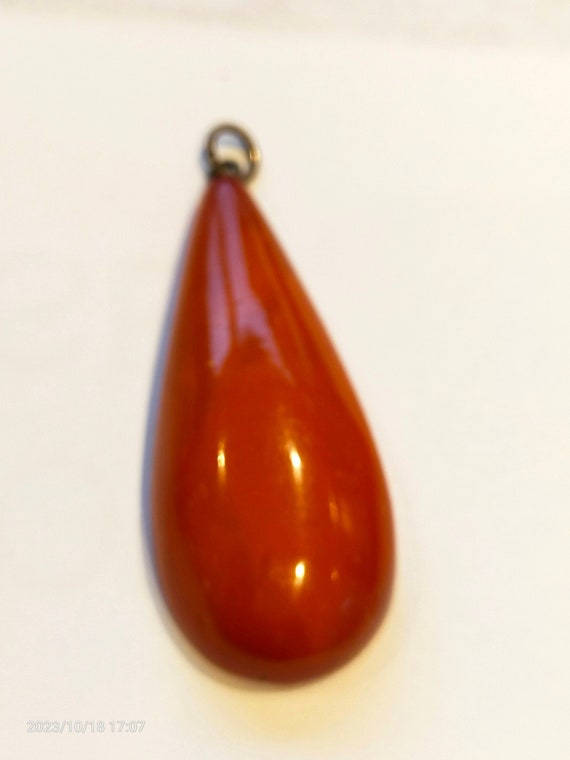 amber pendant  antique large teardrop shape  Set … - image 1