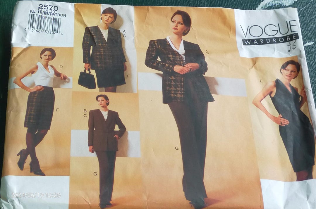 Rare Vogue Wardrobe Sewing Pattern 2570: Dress, Skirt, Jacket, Sizes 12 ...