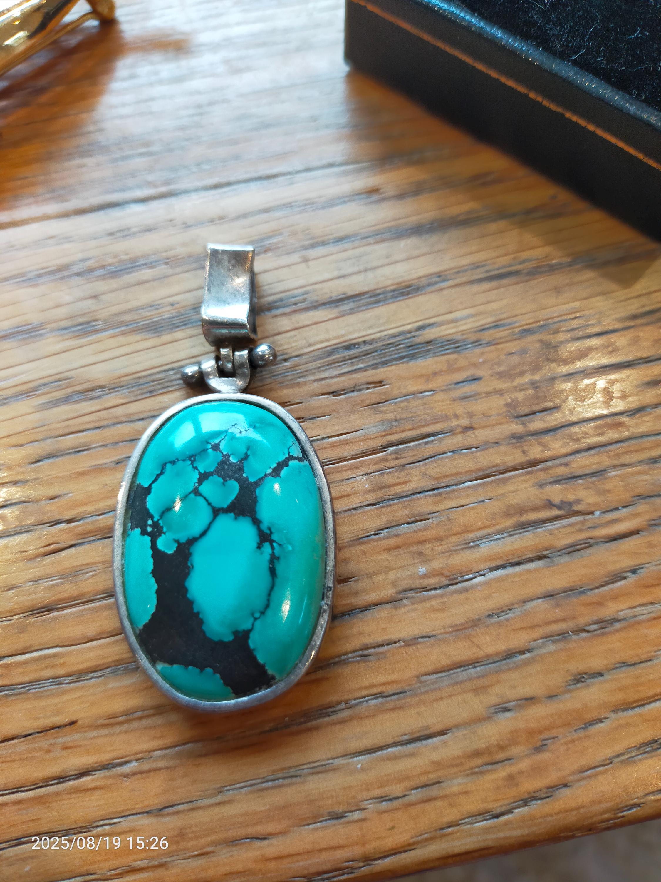 ターコイズ スターリングシルバー ペンダント スターリングシルバー ターコイズペンダント - ヴィンテージ ホール