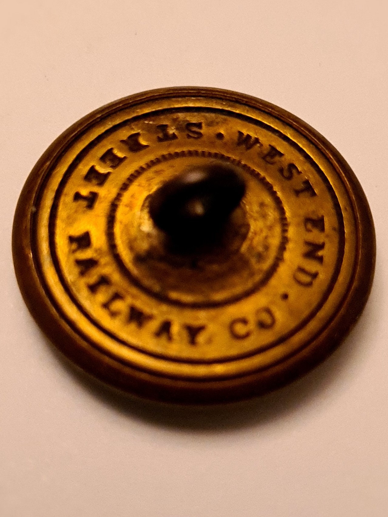 Lovely 1 brass Railway signed button from the West End Etsy