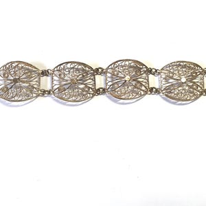 VintageTopazio Silver(925) Portuguese Filigree bracelet. Perfect condition 7&quot; long  SJ608