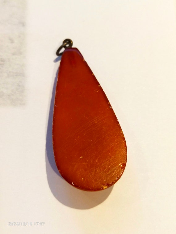 amber pendant  antique large teardrop shape  Set … - image 3