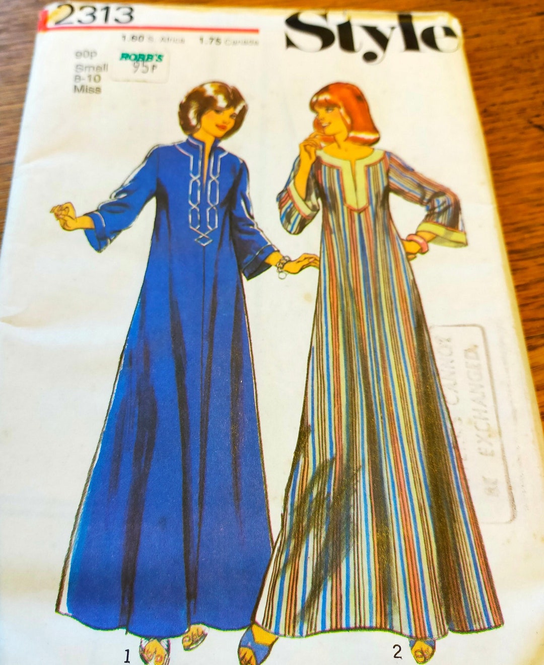 1 Vintage 1970s Long Kaftan With Split Neckline Style 2313 Uncut ...