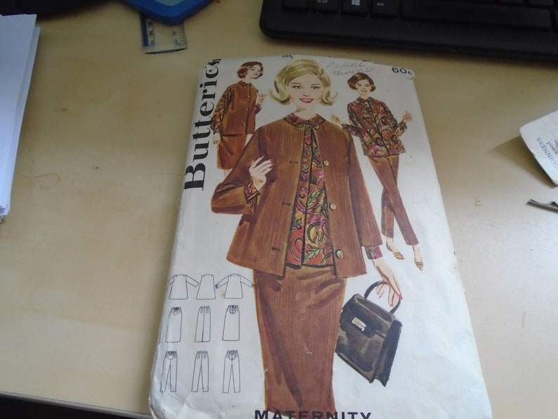 1 1950/'s vintage sewing pattern ladies skirt suit with blouse /& trousers maternity Butterick 2442 Bust 38 size 18 Ref SP2213