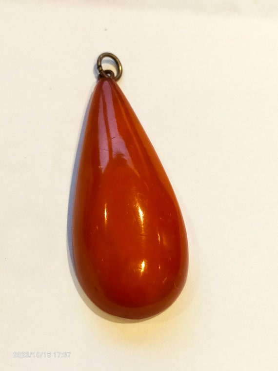 amber pendant  antique large teardrop shape  Set … - image 2
