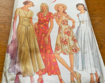 scoop neck dress two lengths with unusual belt decoration New Look 6177 Vintage sewing pattern mostly uncut size 8 - 18 Bust 34-44" SP567