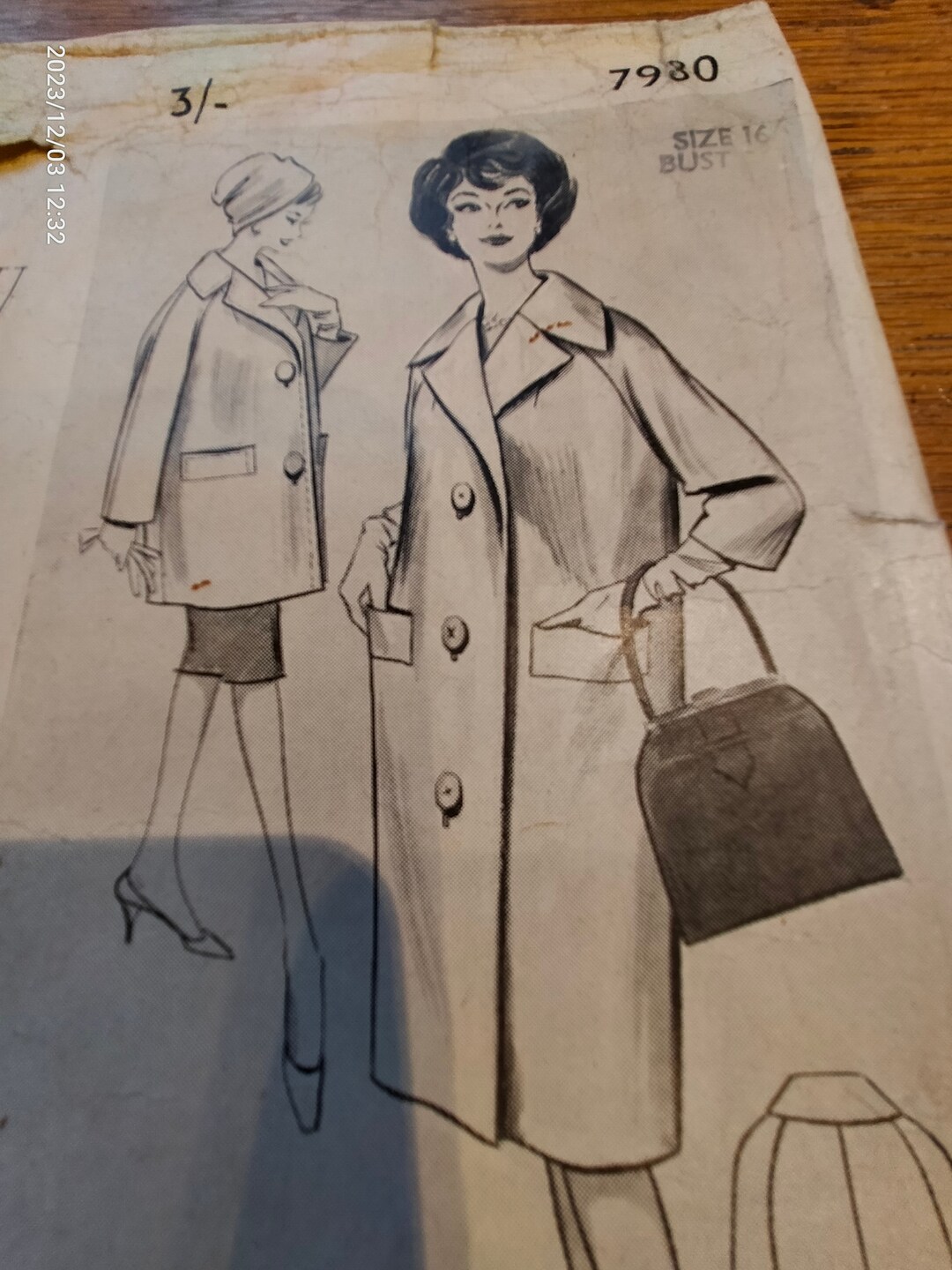 Vintage 1950s Pattern – 'Attention' Coat in Two lengths - Bust 36