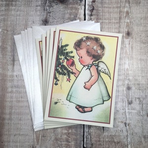 Cute Angel Christmas Cards, Vintage Angel Christmas Cards, Retro Christmas Cards, 5 Pack Christmas Cards, Vintage Image Xmas Cards Pack