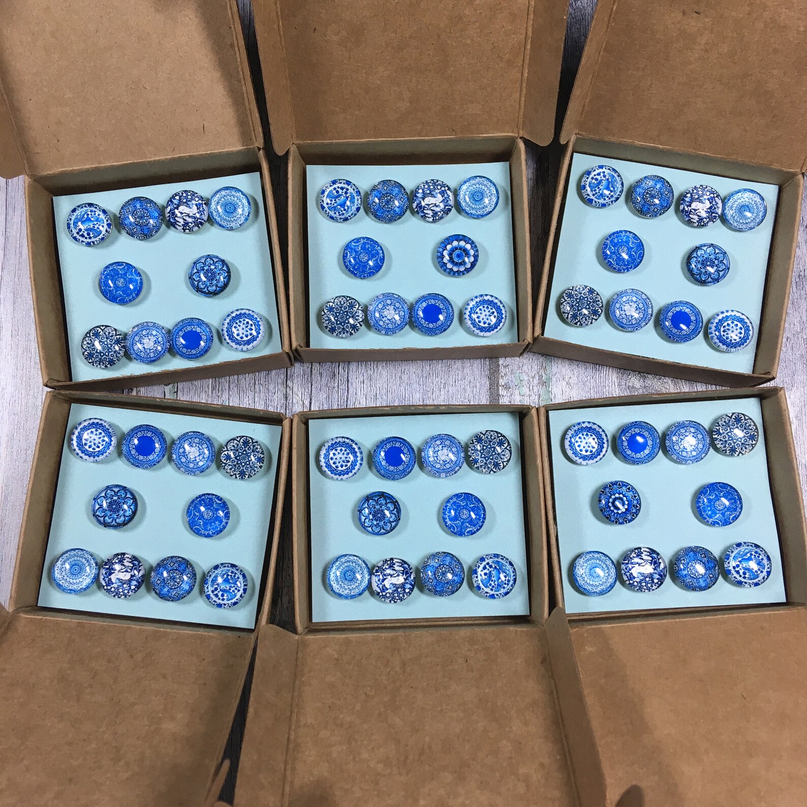 Decorative Push Pins Blue & White Push Pins Blue Patterned Etsy UK