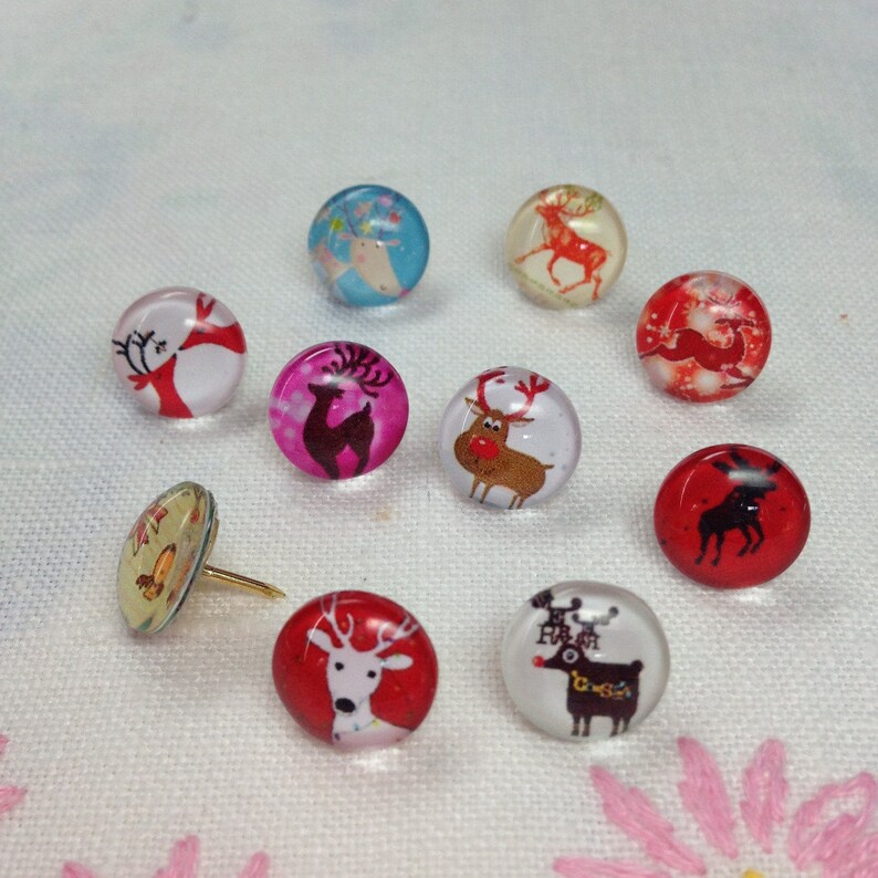 Decorative Push Pins Rudolph Push Pins Cork Board Pins Etsy