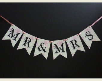 MR MRS Hochzeit Braut West Verzierung Bunting Garland Banner Beige
