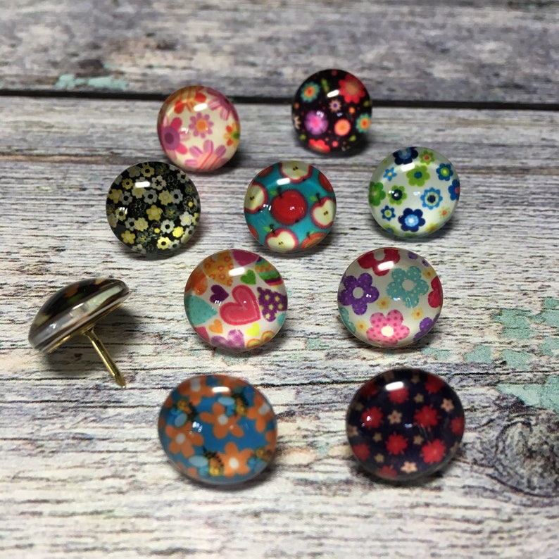 Decorative Push Pins Retro Push Pins Cork Board Pins Retro Etsy