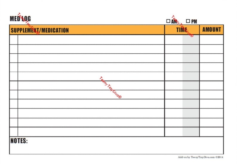 editable daily supplement medication log a5 print on letter daily medication log