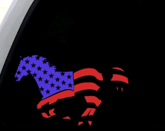 Amerikanische Flagge Aufkleber, laufendes Pferd Aufkleber, Pferdeaufkleber, Viertelpferd Auto Aufkleber, Pferd Laptop Aufkleber, Vierter Juli Aufkleber, Unabhängigkeit