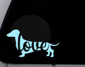 Teckel cadeau, teckel, Doxie cadeau, Doxie sticker, teckel liefde sticker, Doxie, Love, Datsun, hondenbezitter cadeau, computer sticker, hond sticker