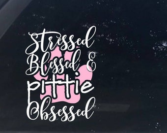 Calcomanía de vinilo de mamá pitbull, calcomanía de mamá perro obsesionada con pitbull, calcomanía de papá perro, regalo con huella de pata, calcomanía para computadora portátil de Pibble, calcomanía para auto de pitbull, cachorro nuevo