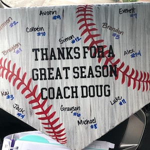 Personalized Baseball Coach Gift, End of Season Manager Gift, Softball Team Mom Gift, Personalized Autograph Plaque, Solid Wood Sign, MVP