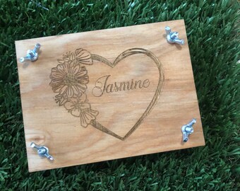 Personalized Heart Engraved Wooden Flower Press, Resin Craft Accessory, Craft Activity For Kids, Leaf Press, Birthday Gift For Daughter