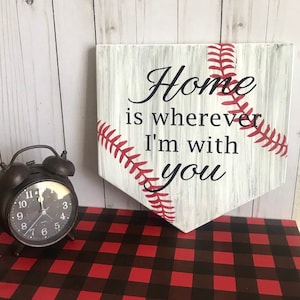 Casa è ovunque io sia con te Regalo per la festa della mamma nel baseball, Home Plate nel softball, inaugurazione della casa, targa in legno a forma di base, anniversario del marito